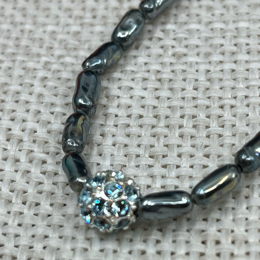 Vintage Hematite and Rhinestone Accented Bracelet – 8” - Picture 7 of 16